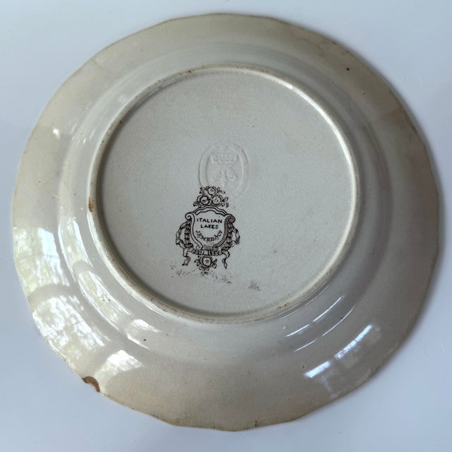 J & Mpb & Co Glasgow Scotland Italian Lakes Brown Transferware Plate For Sale - Image 4 of 5