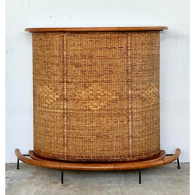 Wood Vintage Diamond Weave Dry Bar For Sale - Image 7 of 12