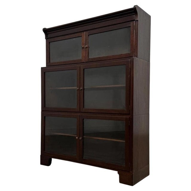 Antique English Oak Glazed Display Cabinet, 1900s For Sale - Image 4 of 12