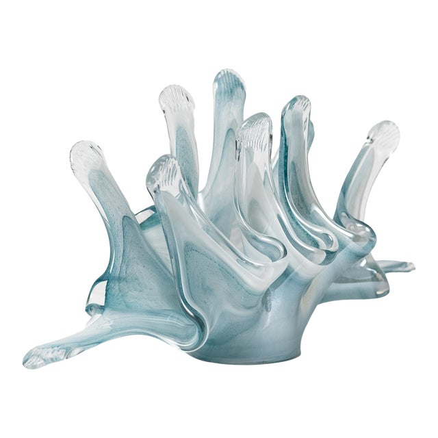 1960s Blue Urchin Glass Vase For Sale