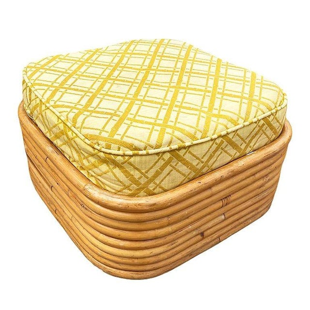 1950s Restored Mid-Century 5-Strand Square Pretzel Rattan Chair & Sofa Livingroom Set For Sale - Image 9 of 11