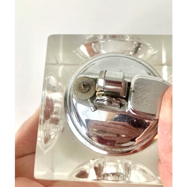 Vintage Large Square Modern Contemporary Refillable Crystal Table Lighter For Sale In San Diego - Image 6 of 11