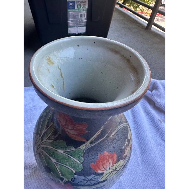 Large Early 20th Century Chinese Famille Noir Porcelain Urn For Sale - Image 4 of 12