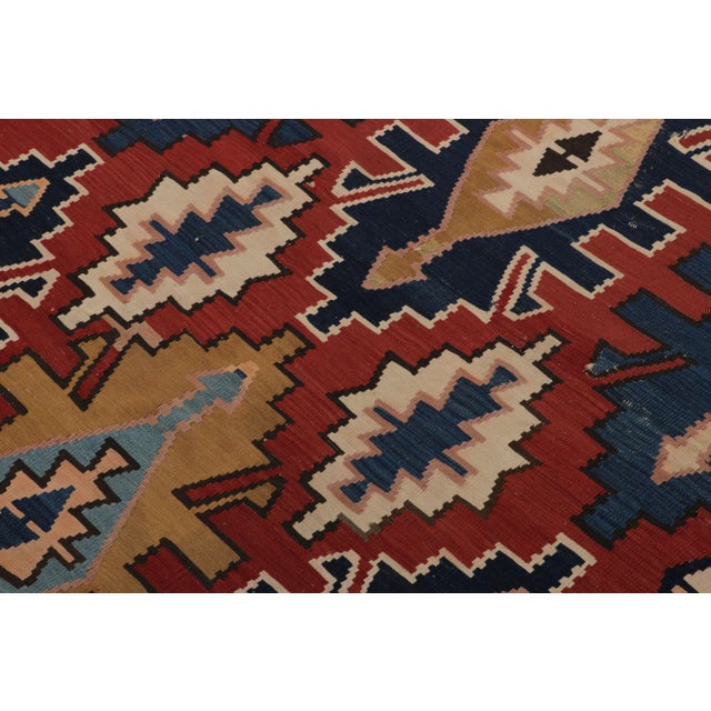 1960s Vintage Tribal Kilim in Brick Red With Bold Geometric Patterns - Rug & Kilim For Sale - Image 5 of 7