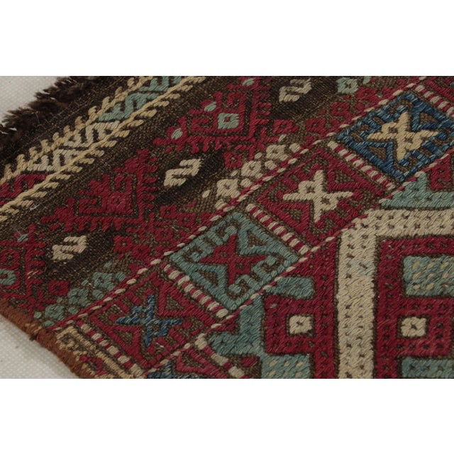 Rug & Kilim Antique Turkish Transitional Red and Blue Wool Kilim For Sale - Image 4 of 9