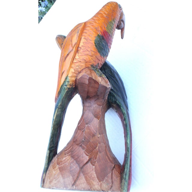 Hand-Carved Hardwood Macaw Parrot Sculpture Vintage 1970s - Peruvian For Sale - Image 10 of 14