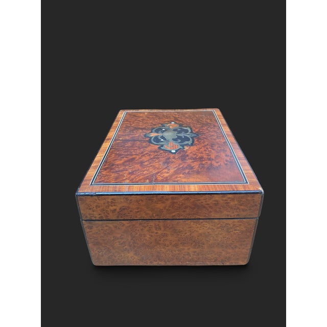 Napoleon III Elm Burl and Marquetry Box For Sale - Image 14 of 18