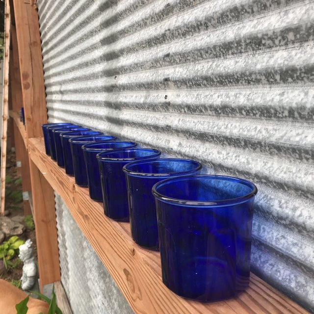 Vintage French Cobalt Blue 10 Panel Short Tumbler Glasses Set Of 9 Chairish ✅ browse our daily deals for even more savings! vintage french cobalt blue 10 panel short tumbler glasses set of 9