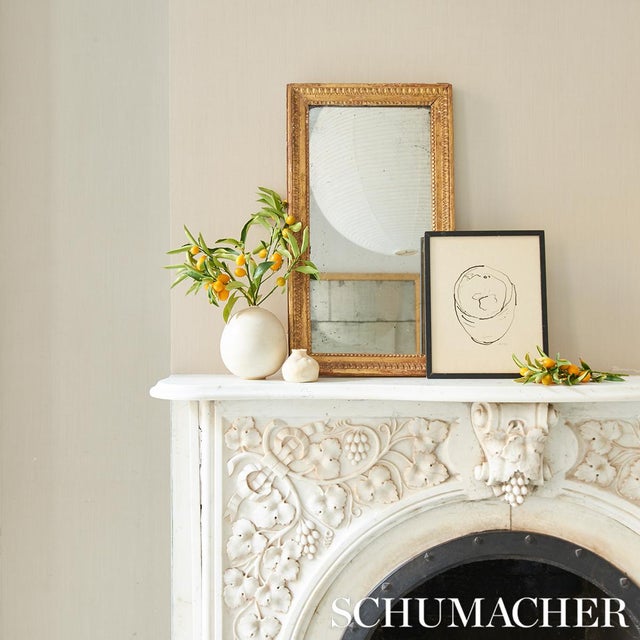 Contemporary Schumacher Performance Linen Wallpaper in Oyster For Sale - Image 3 of 4
