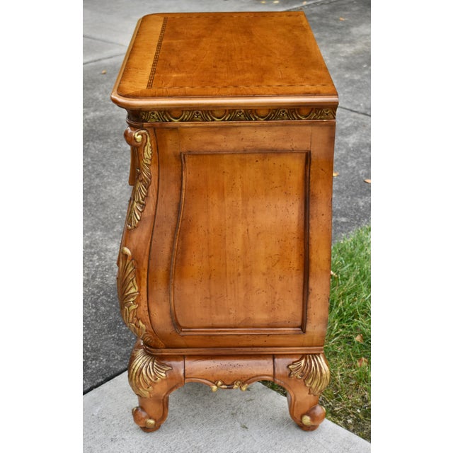 Vintage (1990's) Bachelors Chest has a French Style. Made of Pine. The Chest has Three Drawers with Bronzed Hardware. The...