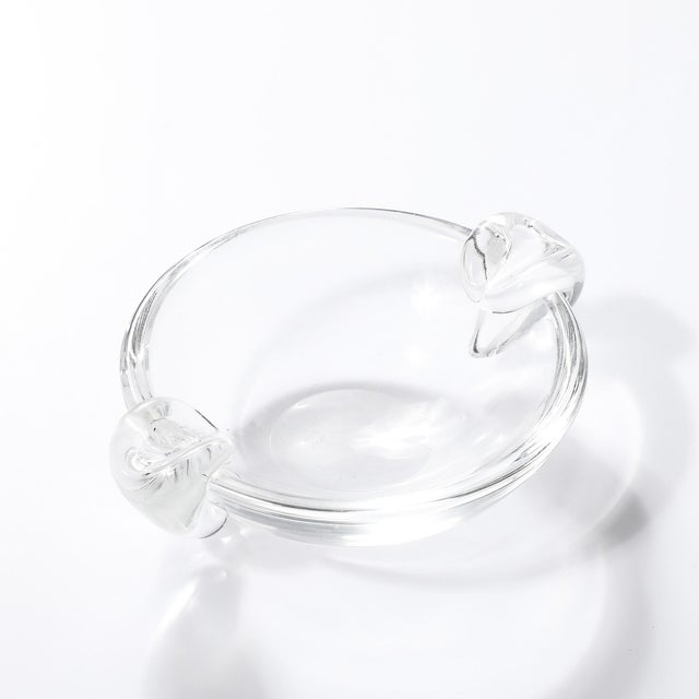 1960s Mid-Century Modernist Crystal Dish Signed Steuben For Sale - Image 5 of 18