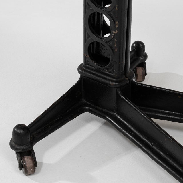 Wood 1920s French Cast Iron Folding Table With Wooden Top On Wheels For Sale - Image 7 of 12