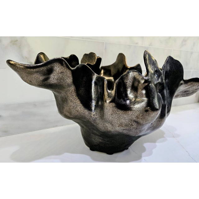 Ceramic Global Views Meteor Bowl, Medium 22" Handcrafted Glazed Ceramic, Portugal For Sale - Image 7 of 11