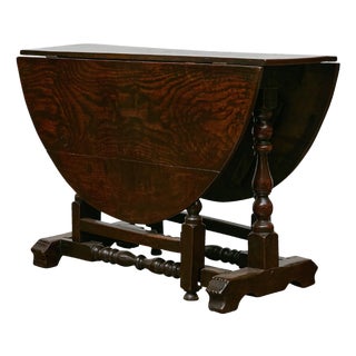 Oval Oak Gateleg Table with Turned Legs, England, 19th Century For Sale