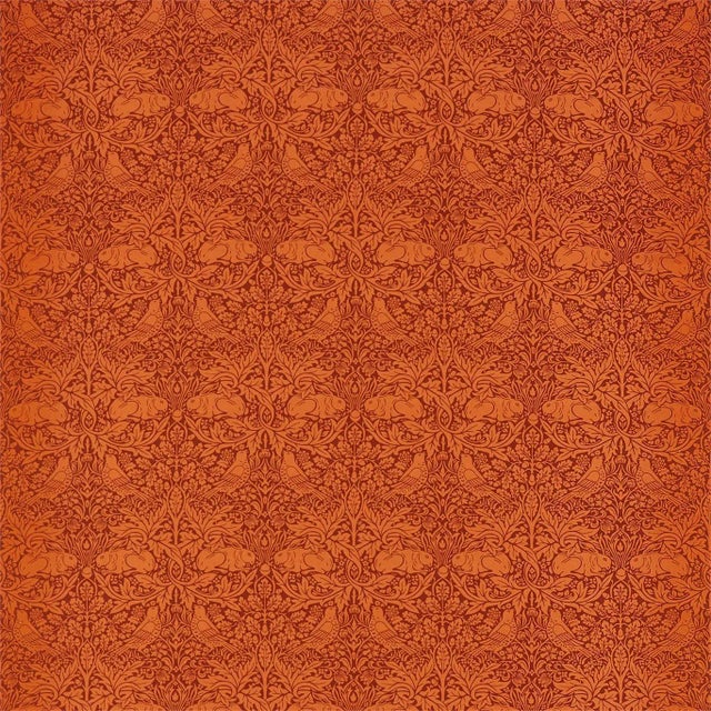Morris & Co Brer Rabbit Fabric in Burnt Orange For Sale