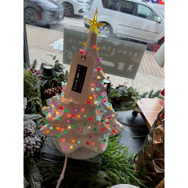 2020s 16.5" Lighted White Ceramic Christmas Tree For Sale - Image 5 of 7
