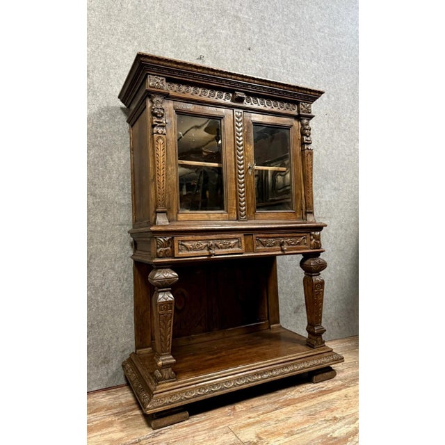 Renaissance Style Display Cabinet on Console Table in Oak, 1850s For Sale - Image 5 of 7