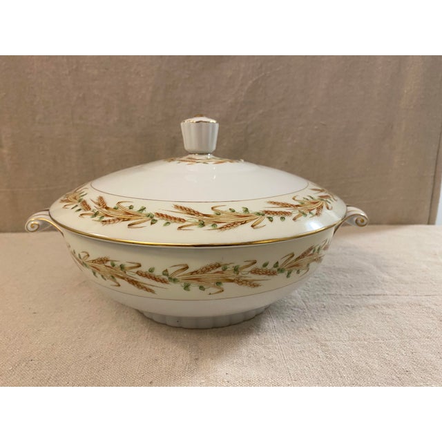 Mid-Century Modern Mid 20th Century Japanese China Casserole Covered Dish Wheat Pattern For Sale - Image 3 of 12