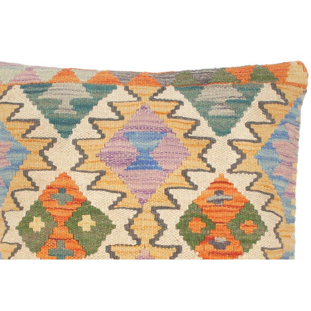 Abstract Boho Chic Turkish Elvera Hand Woven Kilim Throw Pillow For Sale - Image 3 of 5
