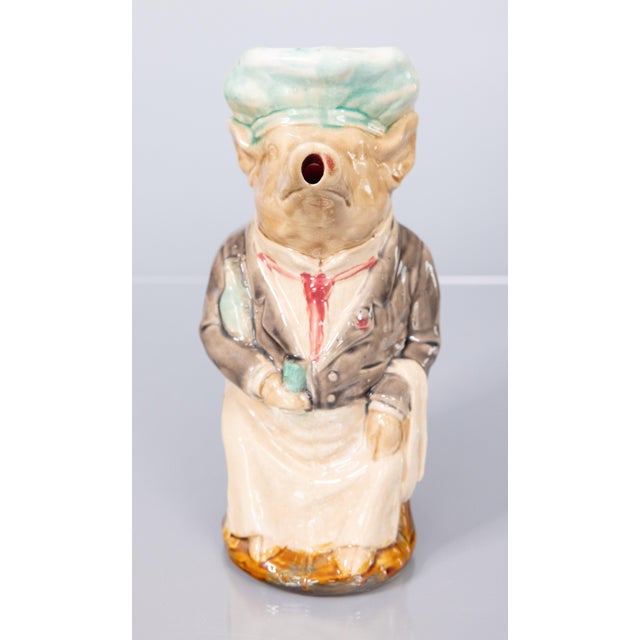 Late 19th Century 19th Century French Onnaing Majolica Pig Waiter Pitcher For Sale - Image 5 of 9