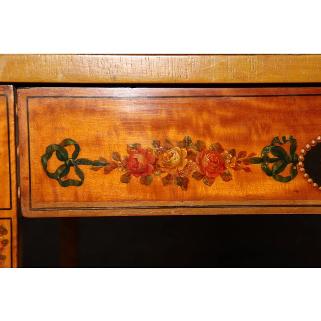 Superb 19th Century Adams Paint Decorated Satinwood English Center Table For Sale In Philadelphia - Image 6 of 9
