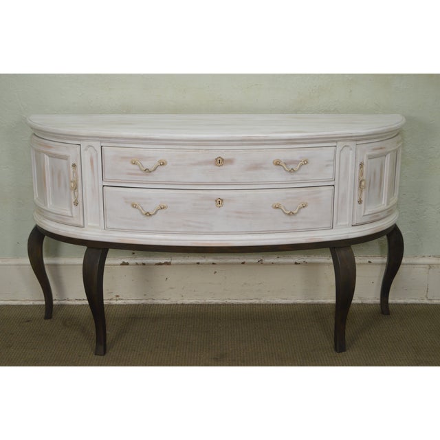 Henredon Painted White Wash Demilune Sideboard Chairish