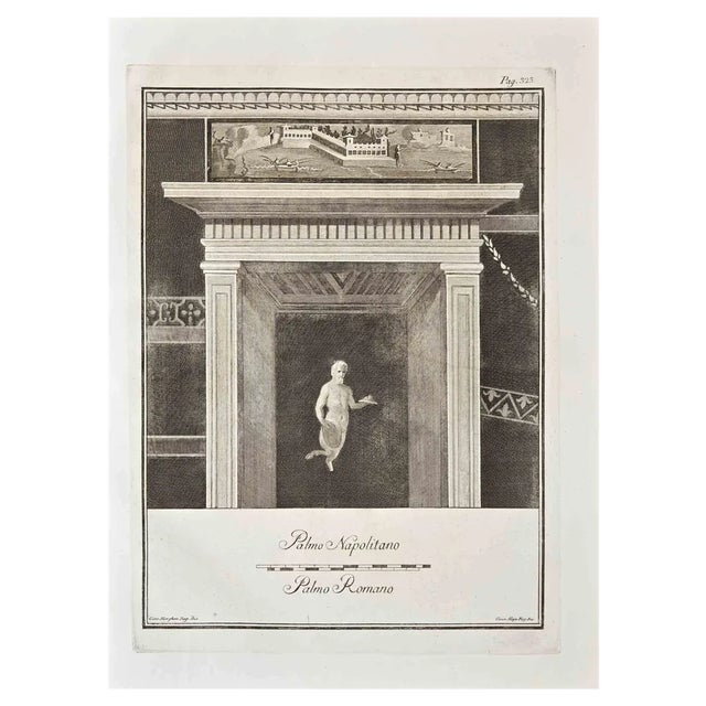 Giovanni Elia Morghen, Ancient Roman Fresco Herculaneum, Original Etching, 18th Century For Sale