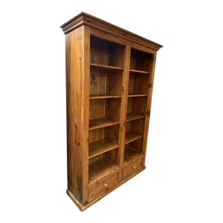 Cottage Home Old Pine Double Library Bookcase For Sale