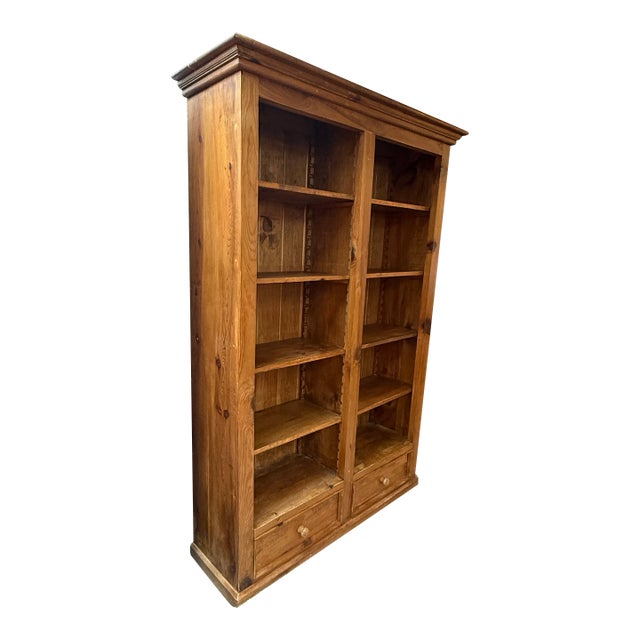 Cottage Home Old Pine Double Library Bookcase For Sale
