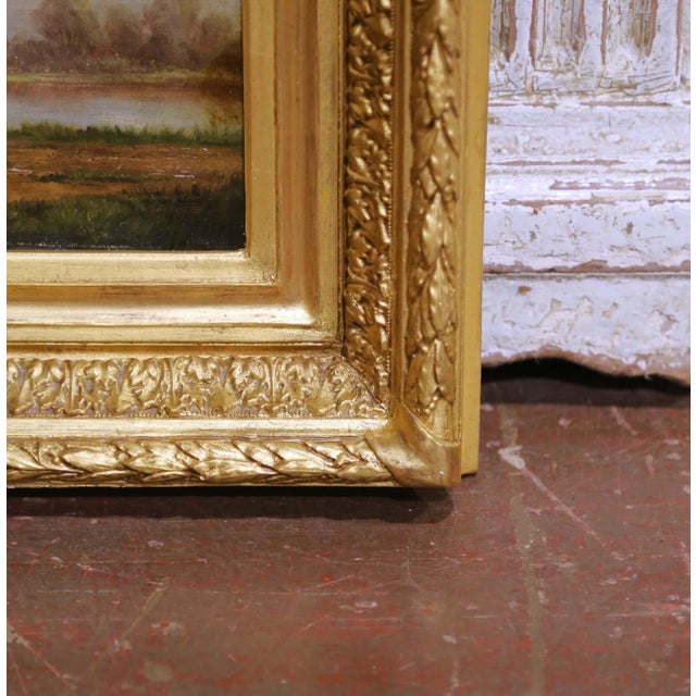 Pair of 18th Century French Pastoral Oil Paintings in Original Gilt Frames For Sale - Image 10 of 11