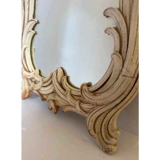Sculpture Materials Hollywood Regency Serge Roche Style Palm Leaf Wall Mirror, Sculptural Foliate For Sale - Image 7 of 11