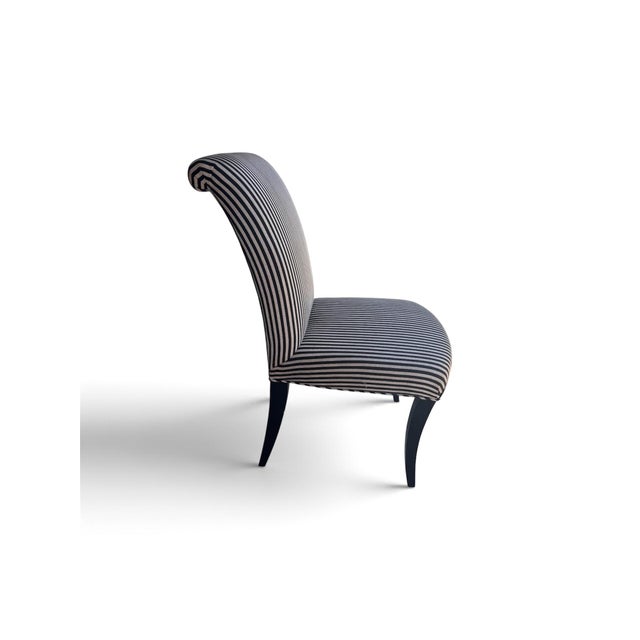 Late 20th Century Late 20th Century Set of Four Contemporary Striped Parsons-Style Dining Chairs For Sale - Image 5 of 9