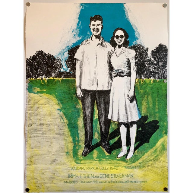 1990s Sid ChafetzColumbus Ohio State Art Judaica Wedding Anniversary Lithograph Jewish Americana, 1998 For Sale - Image 5 of 5