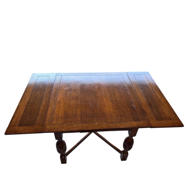 1930s Solid Oak Draw Leaf Table - Chairs Not Included. For Sale - Image 12 of 12