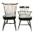 Vintage Nichols & Stone Black & Gold Hand Painted Windsor Chairs With Thibaut Daintree Cushions - a Pair For Sale