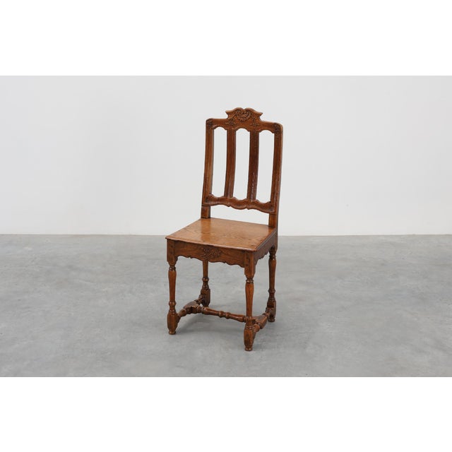 Hollywood Regency Antique Carved Oak Side Chair, France For Sale - Image 3 of 17