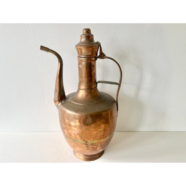 19th Century Large Solid Copper Ewer/Jug With Hinged Lid For Sale - Image 9 of 9