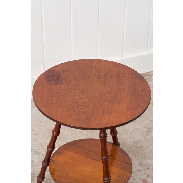 Mid 19th Century Mid 19th Century English Faux Bamboo Two-Tier Round Table With Cane Cut Legs For Sale - Image 5 of 5