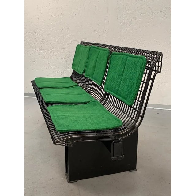 Italian Green Fabric & Enameled Steel Bench by Marco Fantoni for Tecno, 1982 For Sale - Image 11 of 15