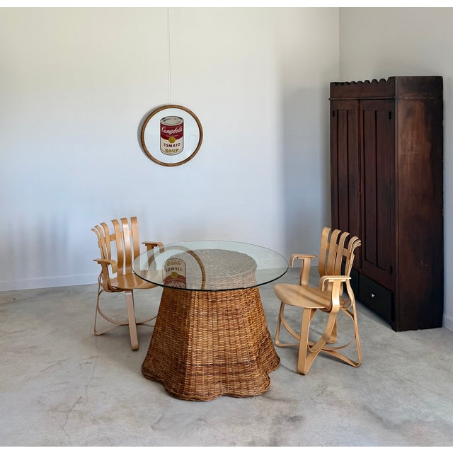Woven "Ghost" rattan table. Wonderful trompe l'œil effect table, constructed in handwoven rattan. The internal structure...