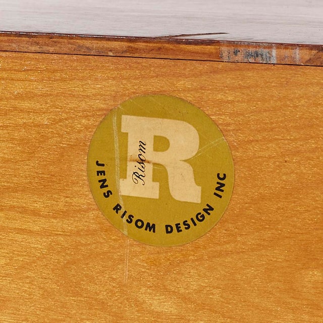 Jens Risom Mid Century Walnut and Brass Wall Mounted Cabinet Chest of Drawers For Sale - Image 10 of 10