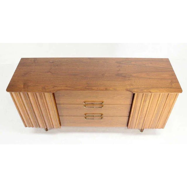 Wood Mid-Century Modern Long Walnut Dresser For Sale - Image 7 of 11