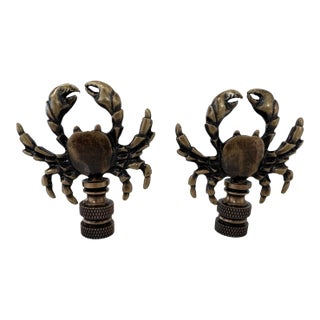 Antique Brass Crab Lamp Finials - Pair For Sale