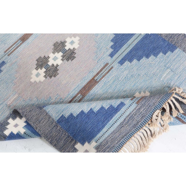 Vintage Swedish Flat-Weave Rug by Ingegerd Silow Size: 4'7" × 6'9" (139 × 205 cm) This captivating vintage Swedish flat-...