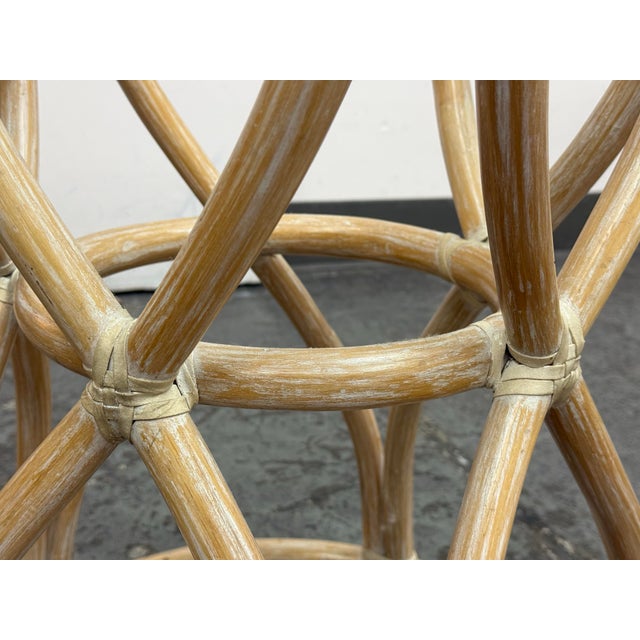 Tan McGuire Furniture Round Rattan Glass Dining Table, Vintage For Sale - Image 8 of 12