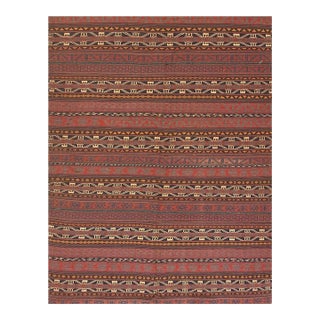 Vintage 1950s Geometric Multicolor Ground Flatweave Turkish Decorative Kilim Rug For Sale