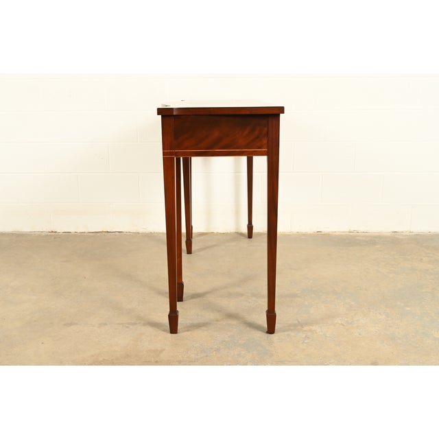 Baker Furniture Historic Charleston Federal Inlaid Mahogany Three-Drawer Console Table | Newly Refinished For Sale - Image 11 of 14