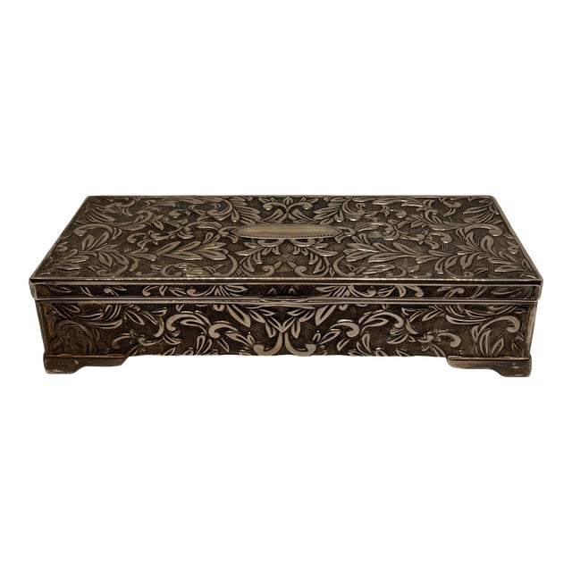 1990s Godinger Silver Silverplate Floral Scrollwork Jewelry Box For Sale