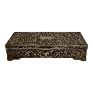 1990s Godinger Silver Silverplate Floral Scrollwork Jewelry Box