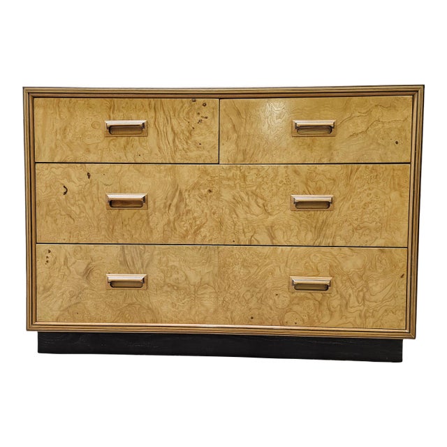 1980s Henredon Scene Two Bachelors Chest of Drawers Dresser Burlwood Art Deco For Sale